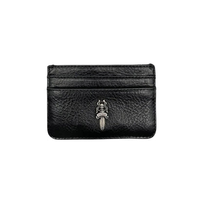 Chrome Hearts Leather Dagger Scroll Card Holder Black