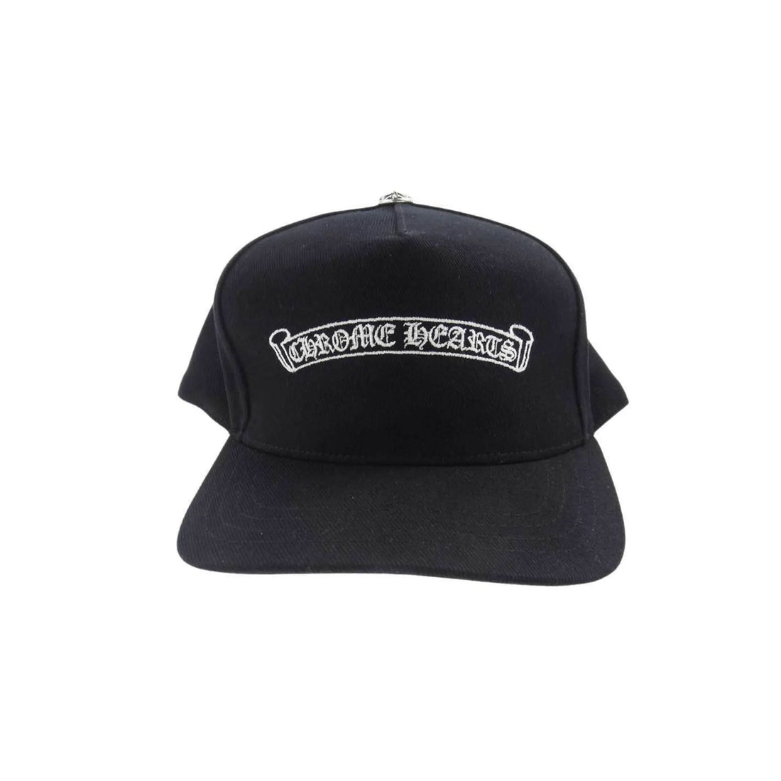Chrome Hearts Embroidered Scroll Logo Baseball Hat Black White