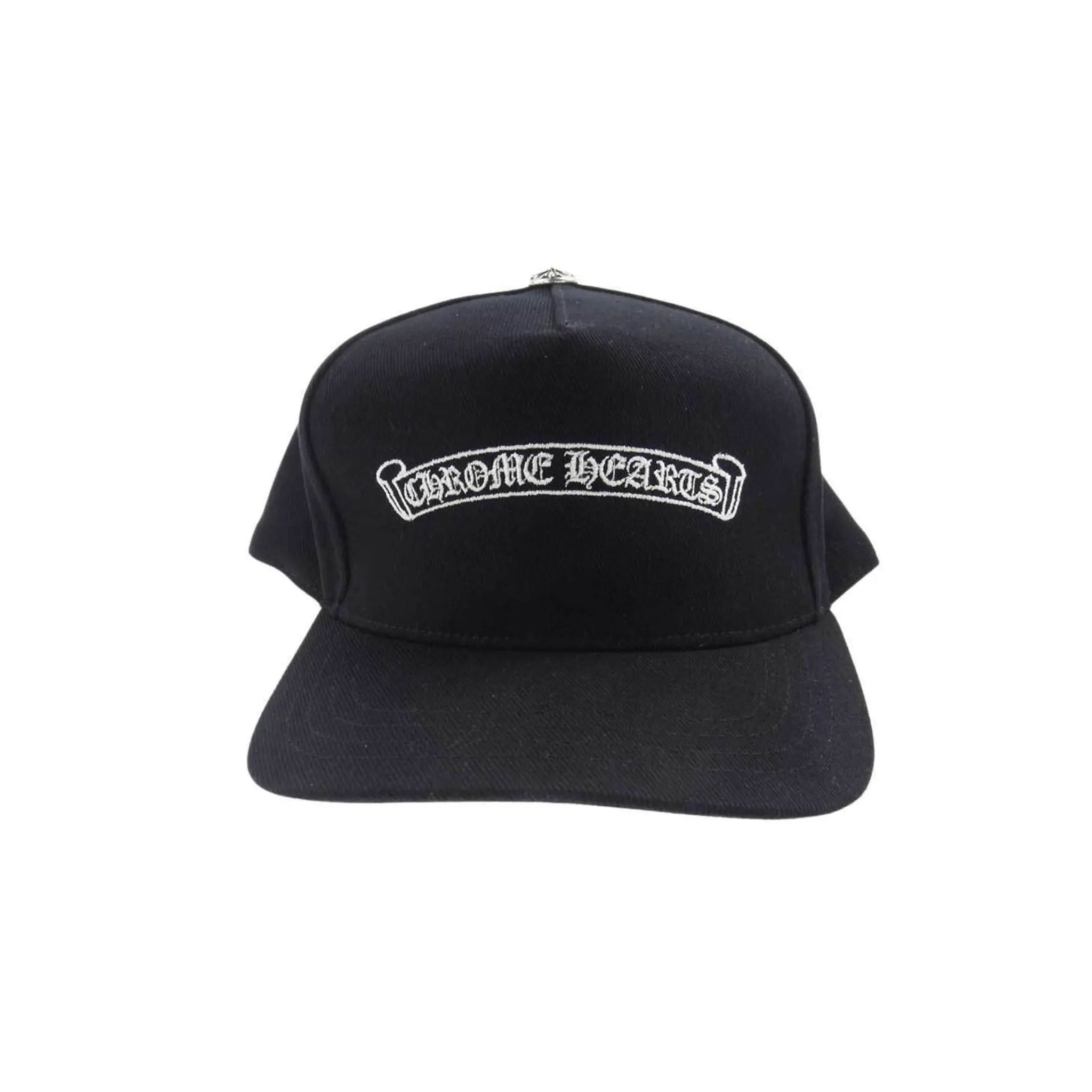 Chrome Hearts Embroidered Scroll Logo Baseball Hat Black White