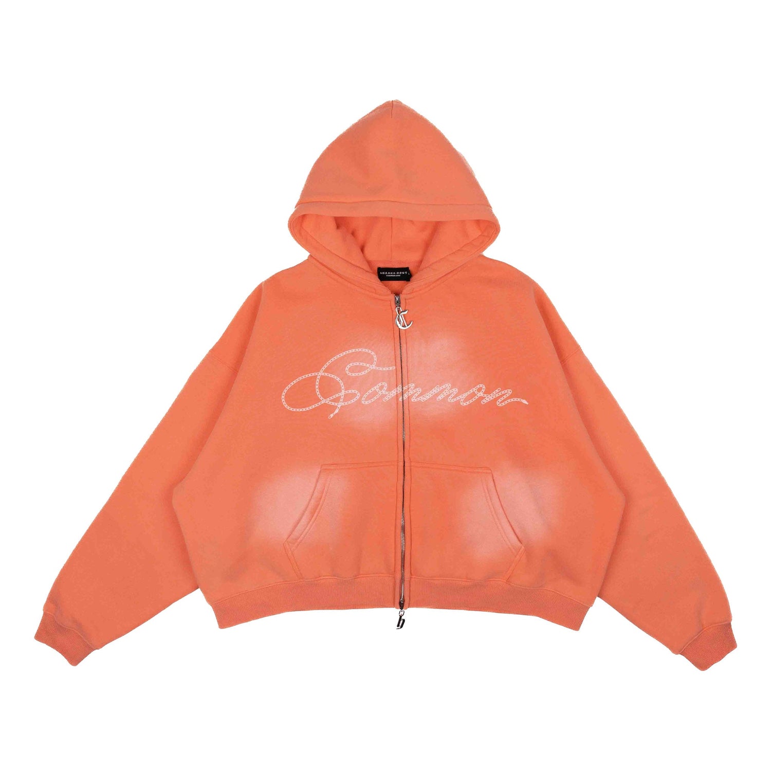 Common Hype Cropped Fleece Zip Up Hoodie Salmon