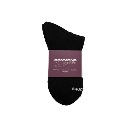 Commons Scrunch Crew Sock Black &amp; Cream (2-Pack)