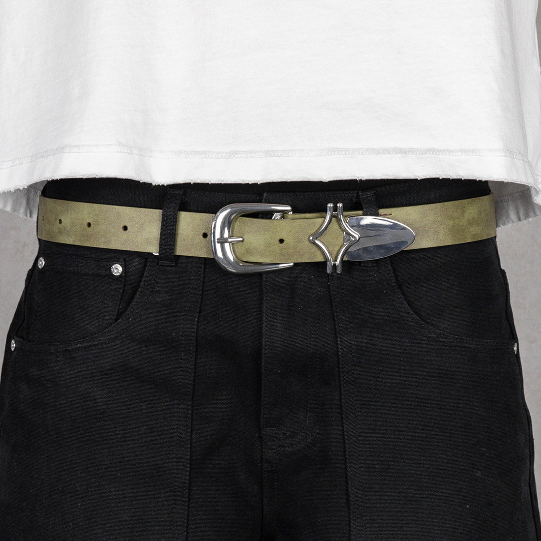 Commons Studios Outlaw Leather Belt Moss