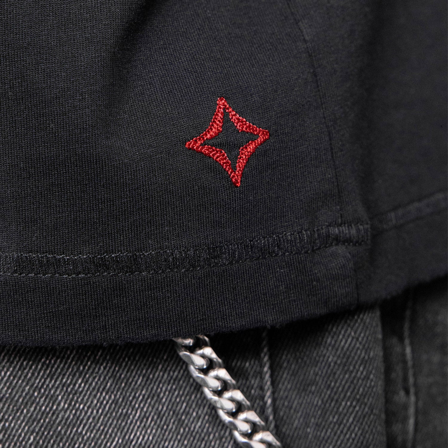Commons Blank Star Embroidered Tee Jet Black