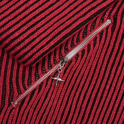 Commons Star Zip-Up Knit Plum