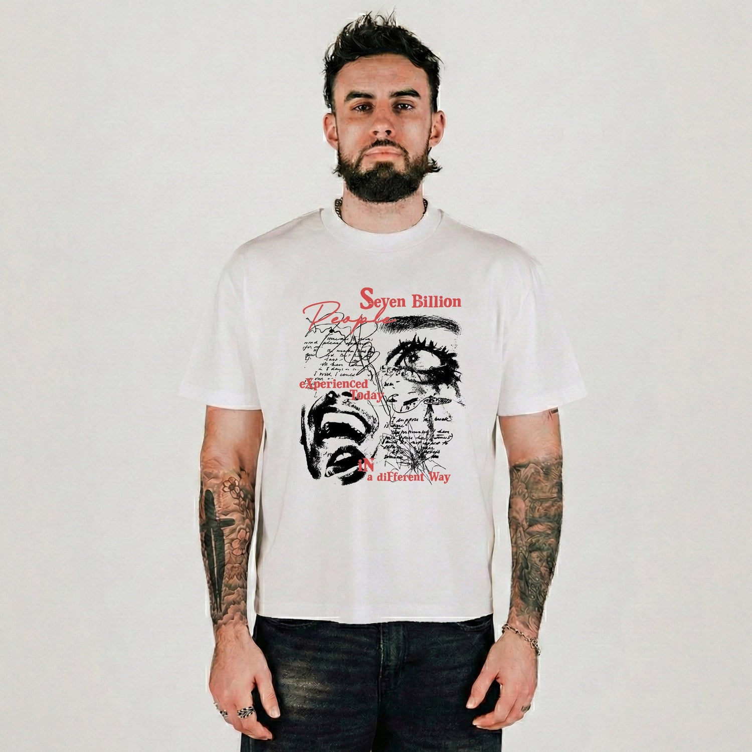 Compliments Seven Billion People White Vintage Shirt