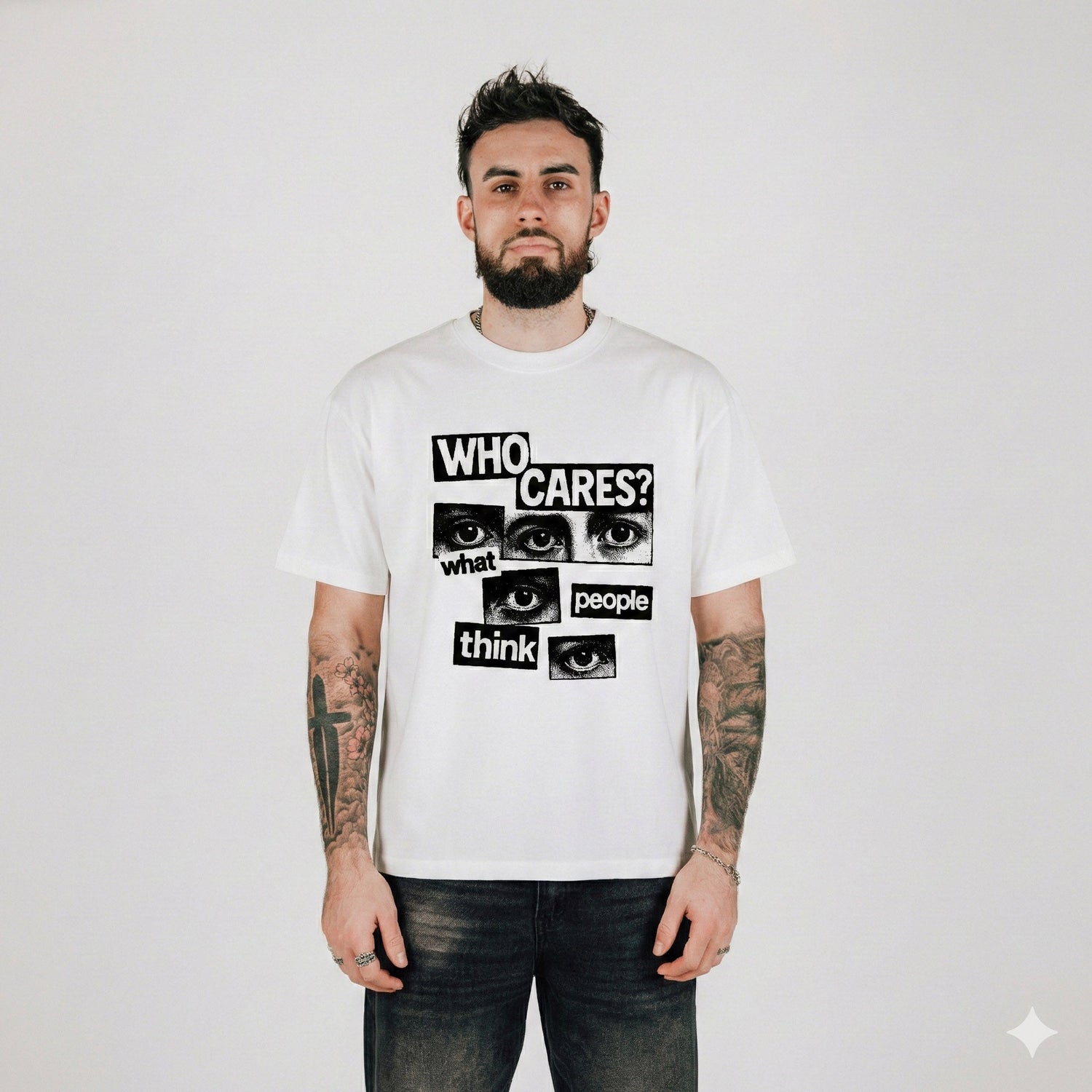 Compliments Who Cares White Vintage Shirt