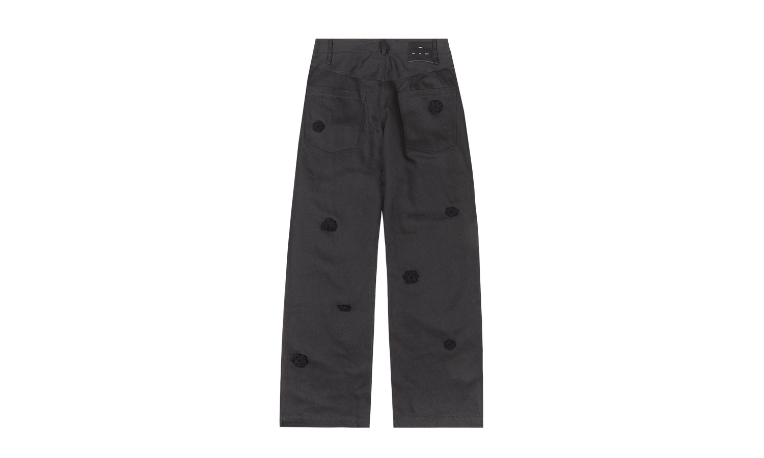 "Daisy" Long Work Pant Flowers Jeans "Black" 241 MPT086D HEMPBLK