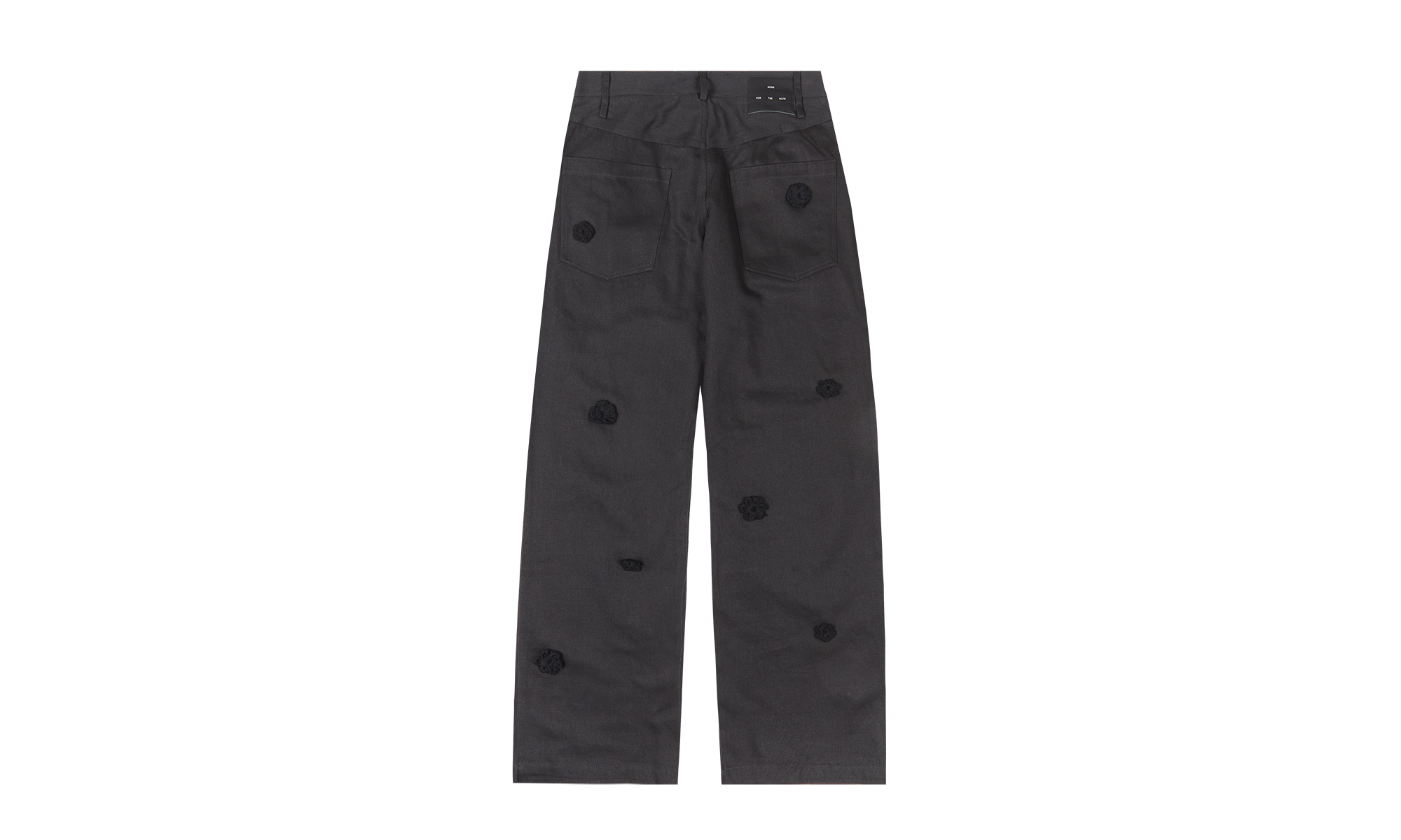 "Daisy" Long Work Pant Flowers Jeans "Black" 241 MPT086D HEMPBLK