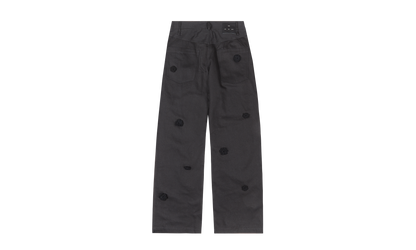 "Daisy" Long Work Pant Flowers Jeans "Black" 241 MPT086D HEMPBLK