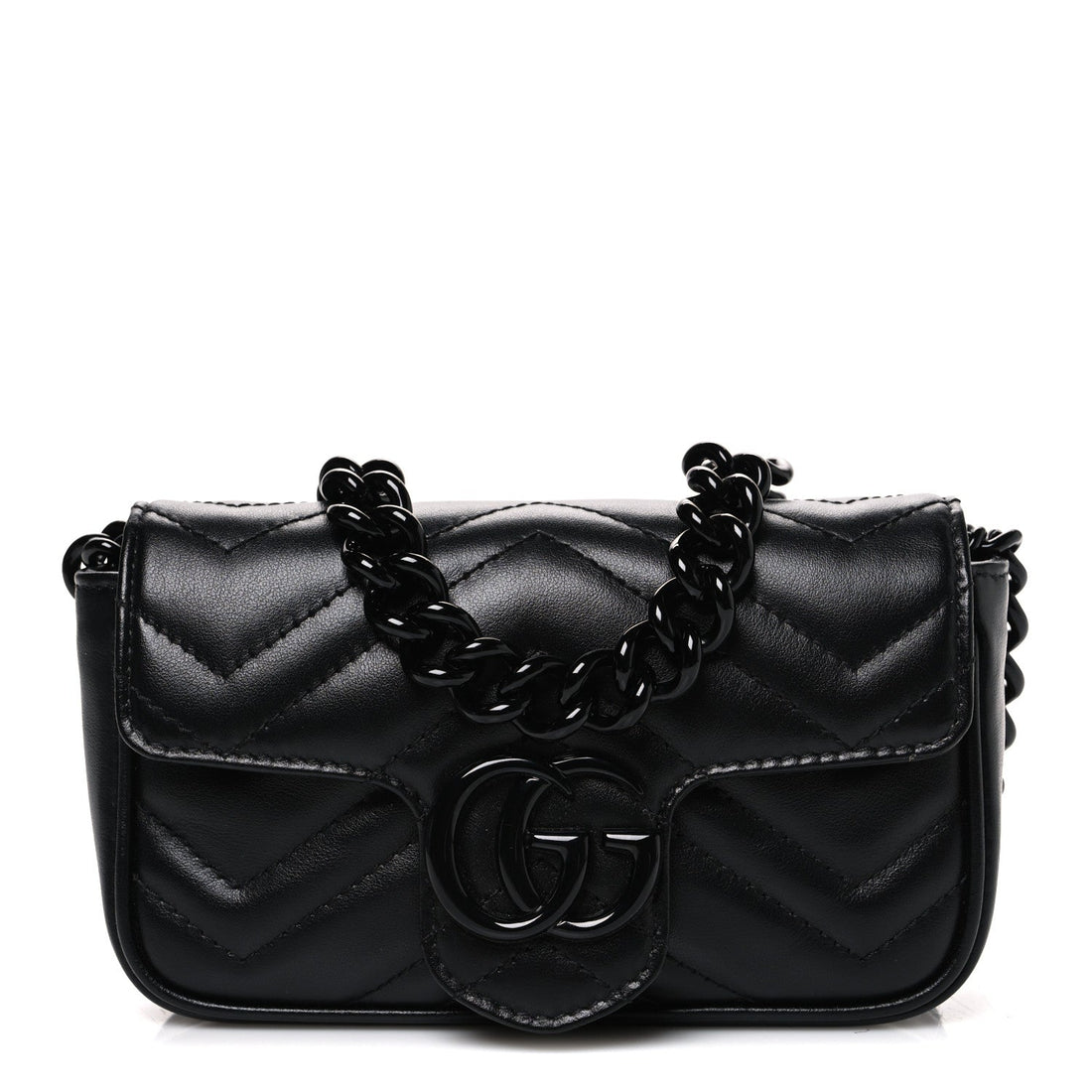 Calfskin Matelasse Monochrome GG Marmont Chain Belt Bag Black