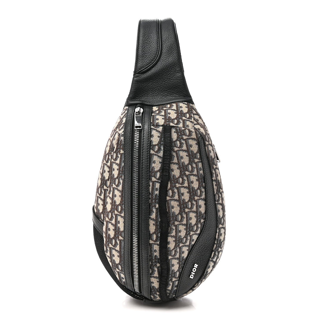 Grained Calfskin Oblique Scarab Sling Bag Blue Black