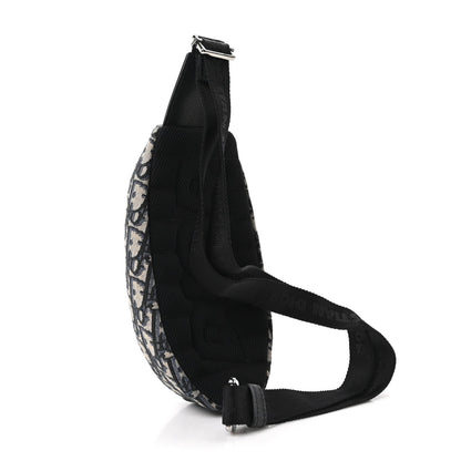 Grained Calfskin Oblique Scarab Sling Bag Blue Black