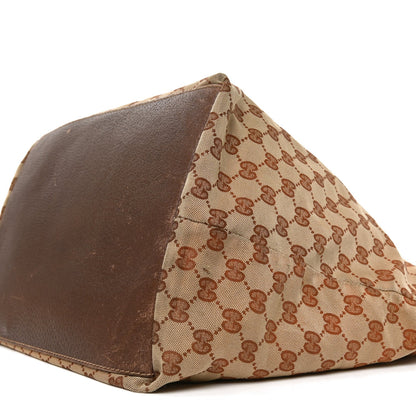Monogram Large Web Handle Bucket Tote Dark Brown