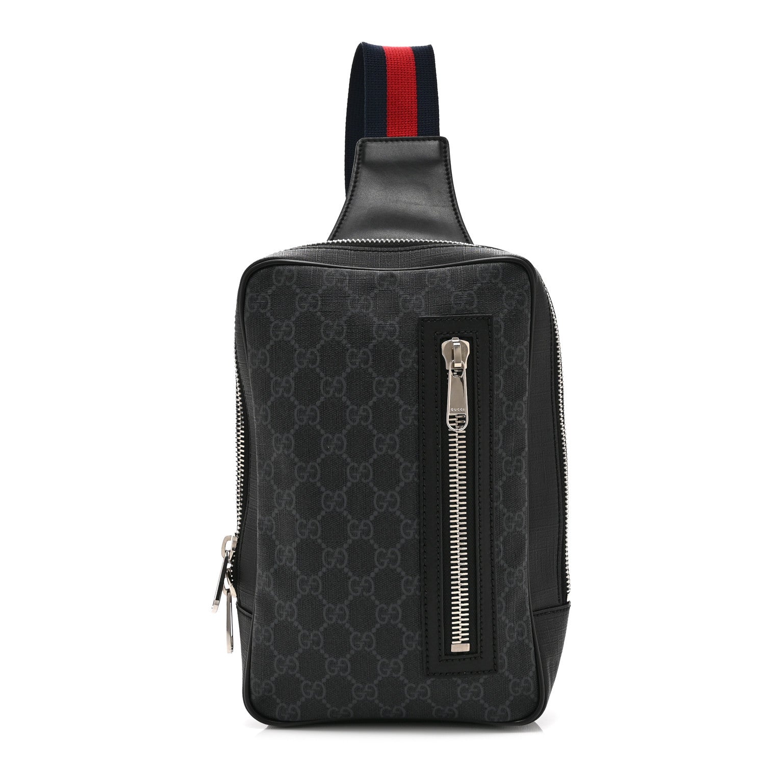 GG Supreme Monogram Web Belt Bag Black Grey