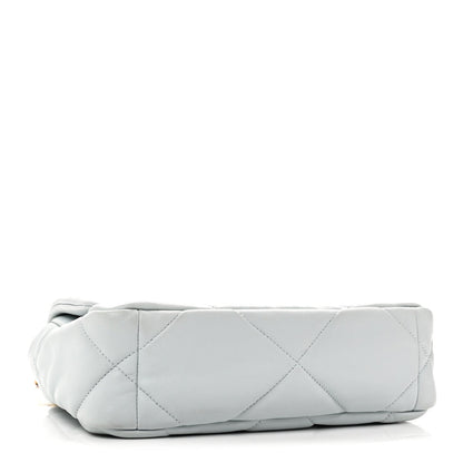 Lambskin Quilted Medium Chanel 19 Flap Light Blue