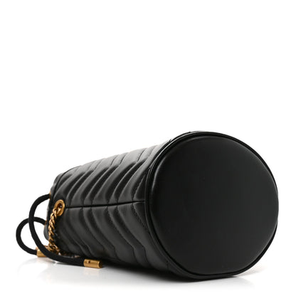 Calfskin Matelasse Mini GG Marmont 2.0 Bucket Bag Black