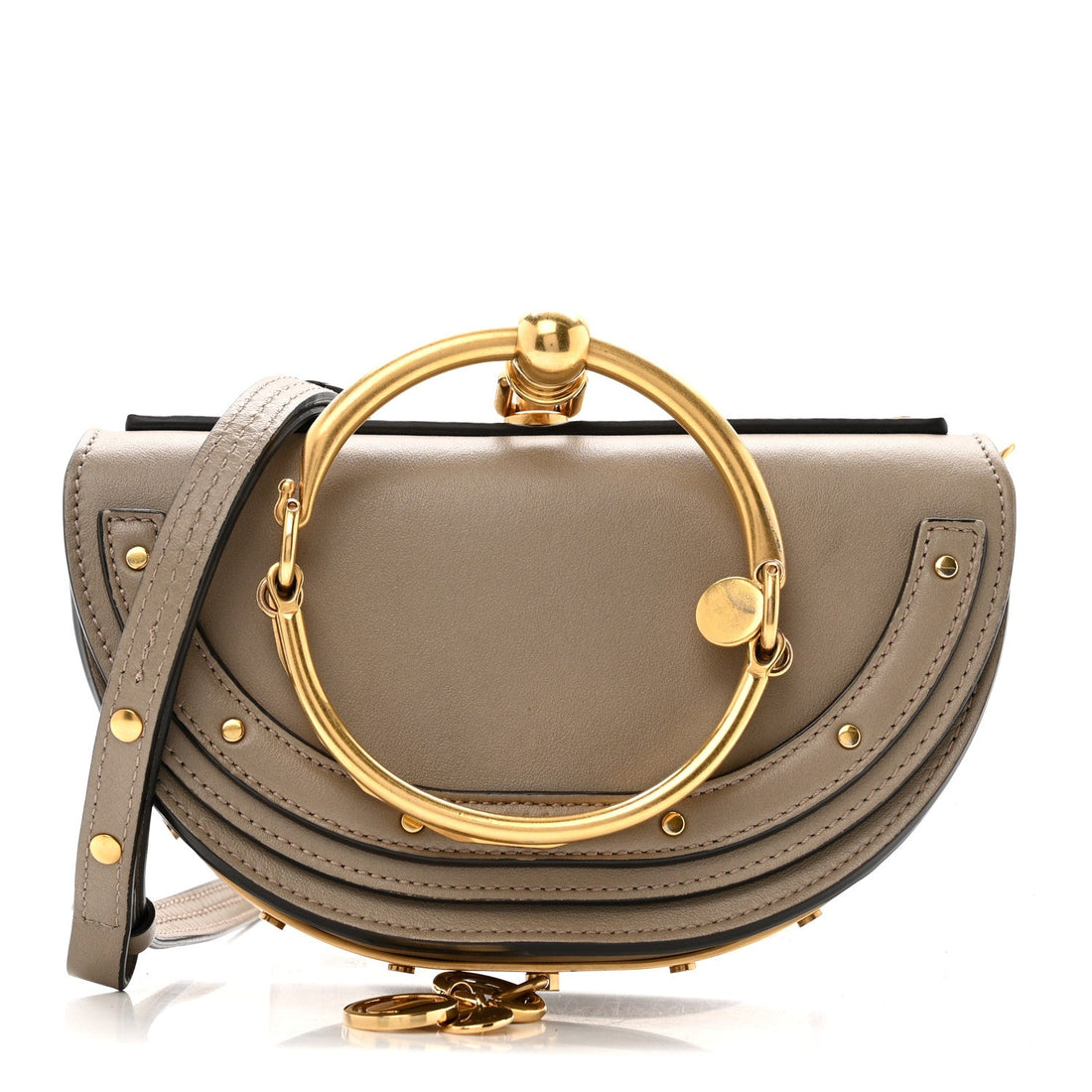 Calfskin Small Nile Bracelet Minaudiere Bag Motty Grey
