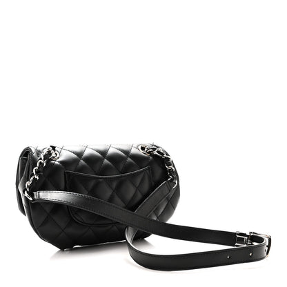 Calfskin Quilted CC Uniform Flap Belt Bag Black