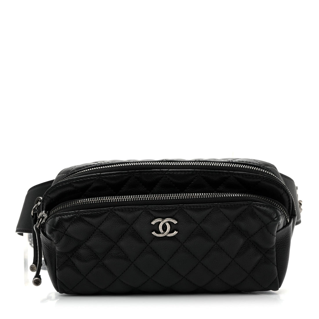Calfskin Quilted Waist Bag Black