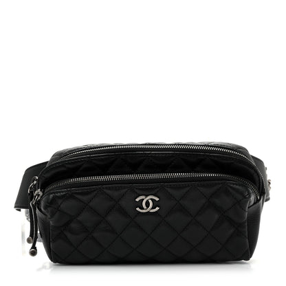Calfskin Quilted Waist Bag Black