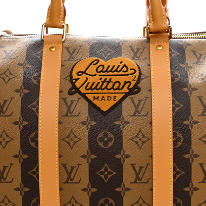 X NIGO Reverse Monogram Stripe Keepall Bandouliere 50 Brown