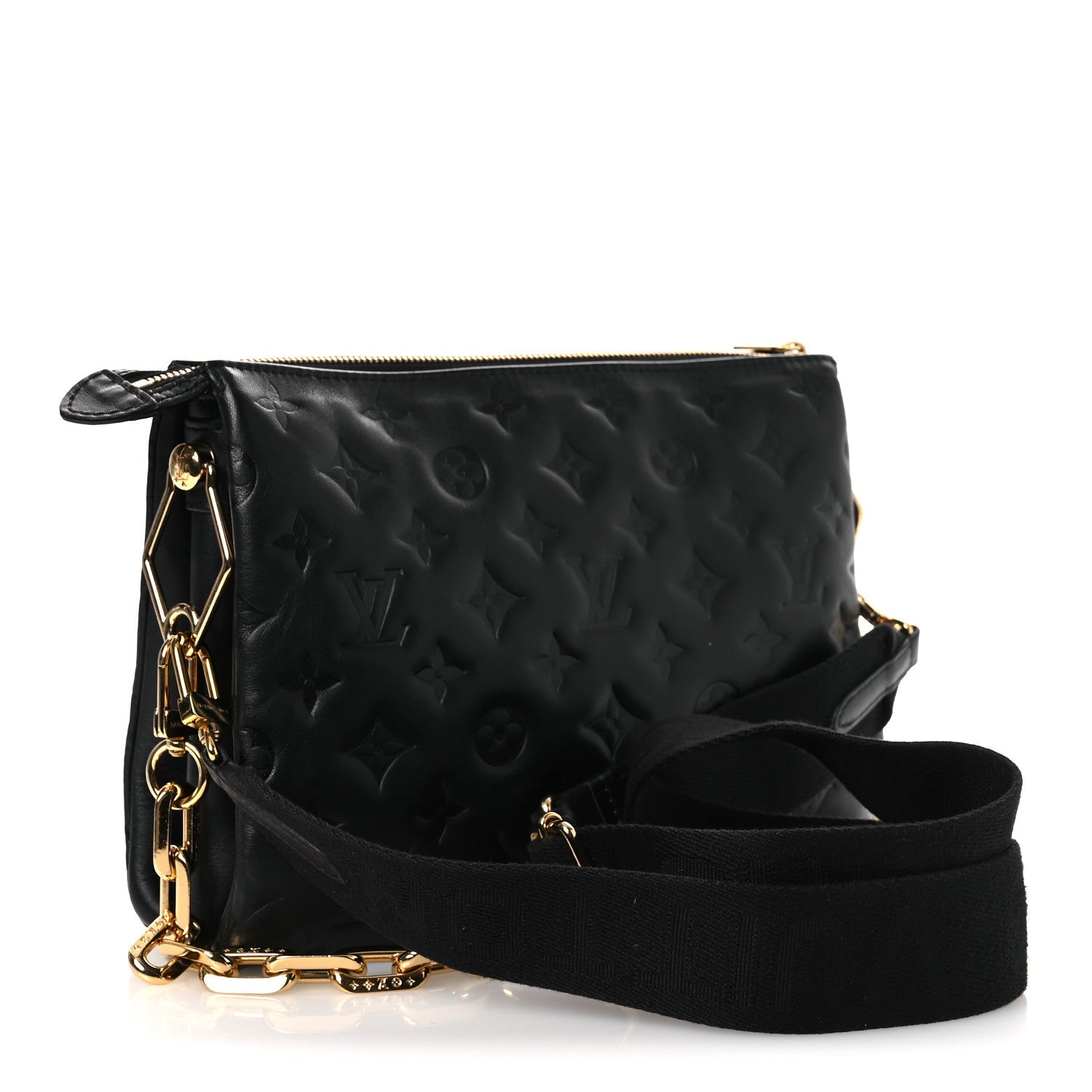 Lambskin Embossed Monogram Coussin PM Black