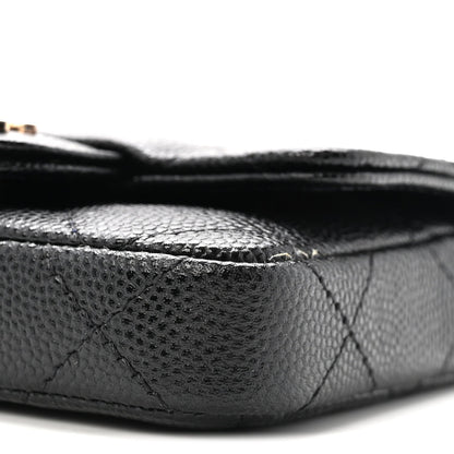 Caviar Quilted Mini Chain Belt Bag Black