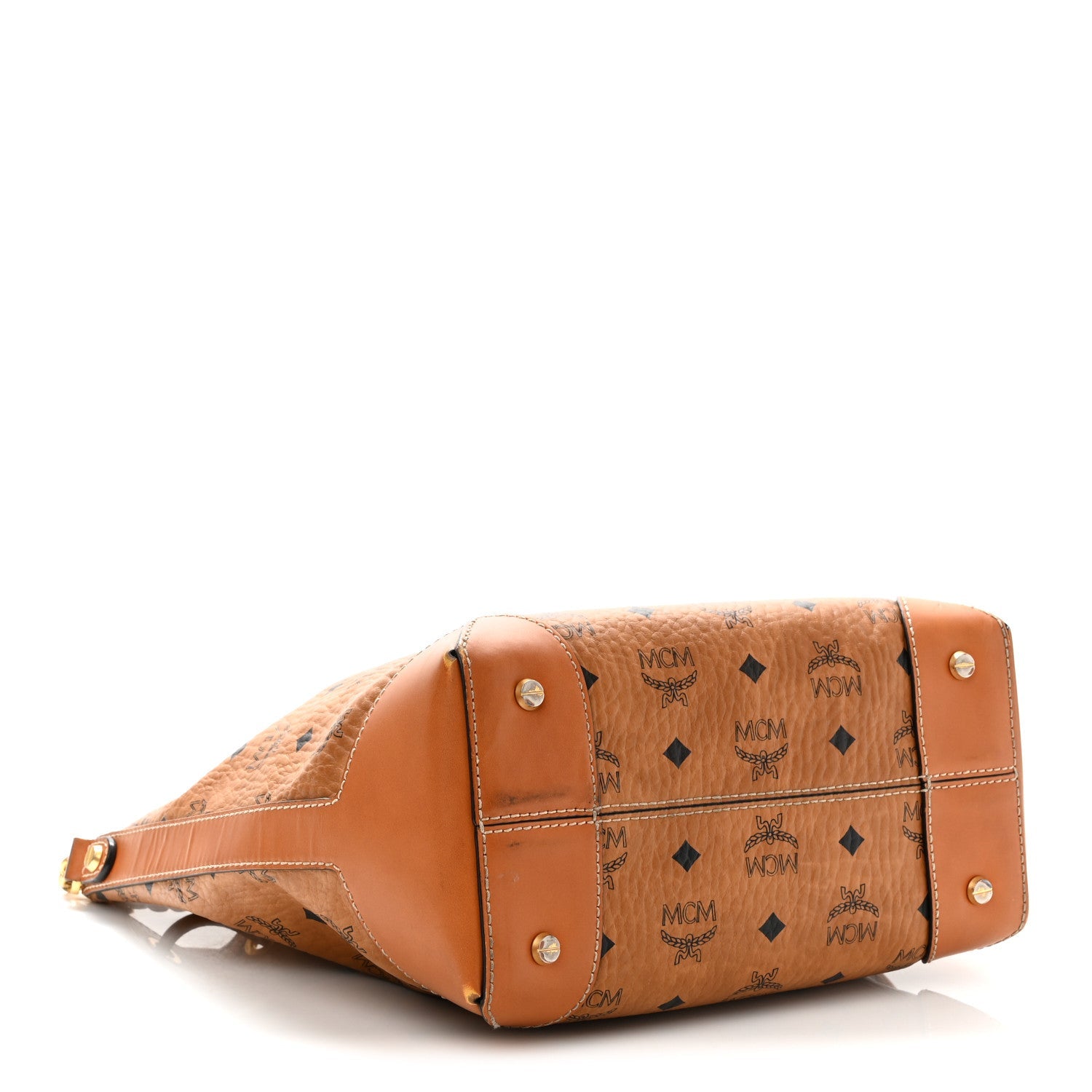 Visetos Small Soft Berlin Drawstring Bucket Bag Cognac
