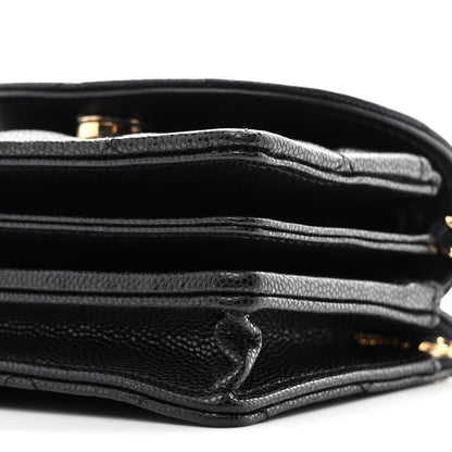 Caviar Quilted Clutch With Chain Black