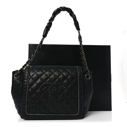 Calfskin Quilted Istanbul Accordion Flap Black