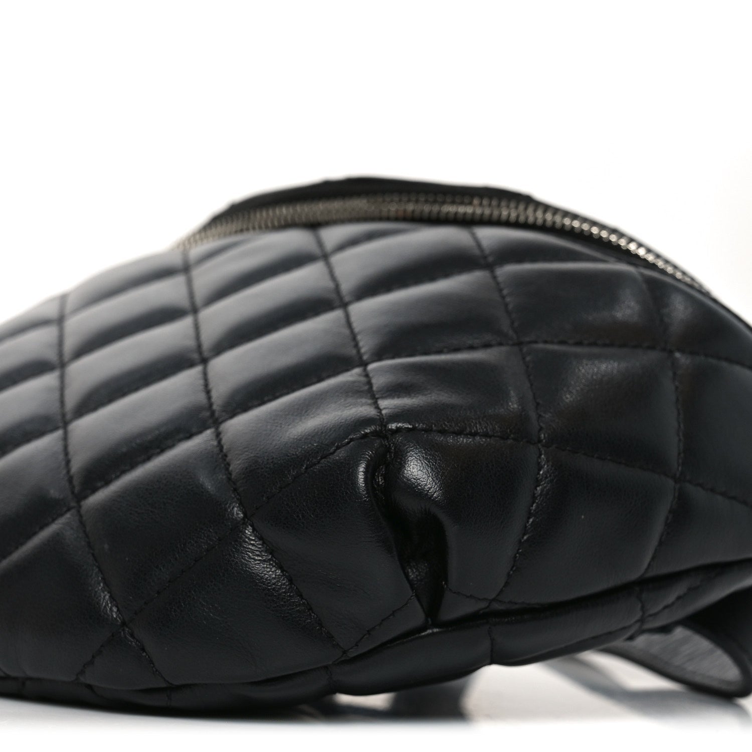 Calfskin Quilted Waist Belt Bag Black