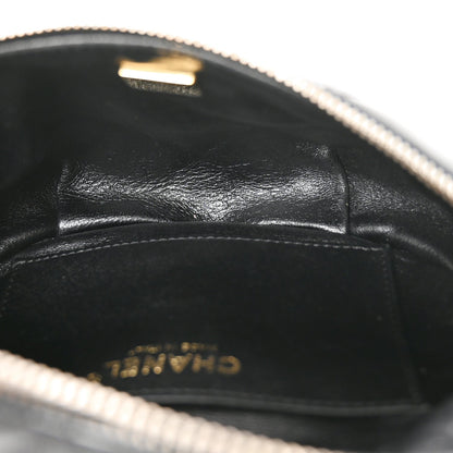 Shiny Lambskin Quilted Belt Bag Black