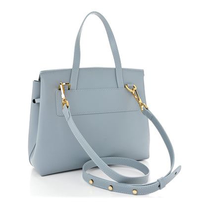 Calfskin Mini Lady Bag Grey Blue