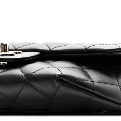Calfskin Quilted CC Uniform Flap Belt Bag Black