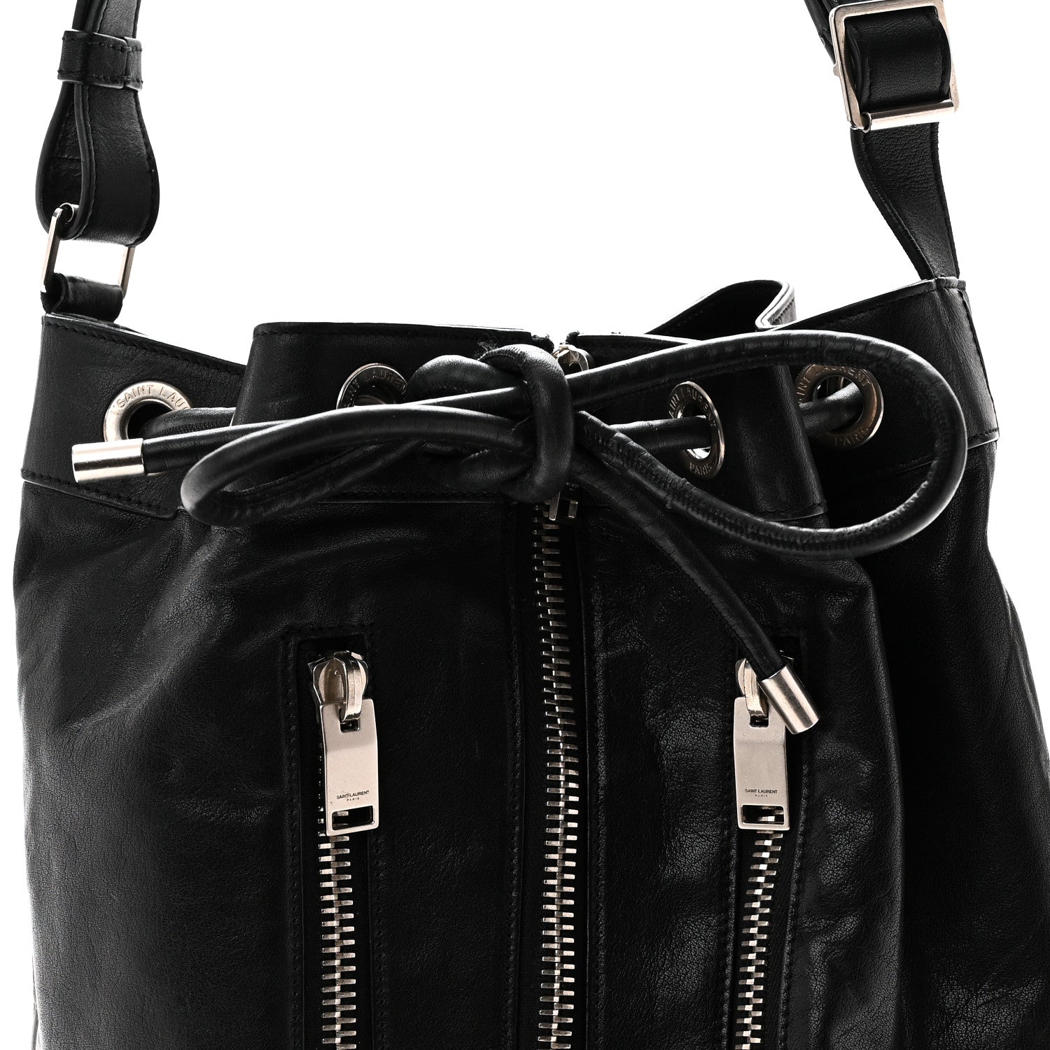 Calfskin Medium Rider Bucket Bag Black