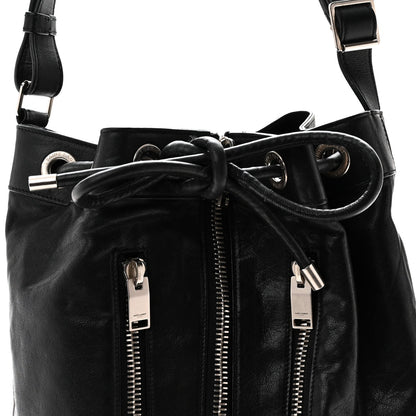 Calfskin Medium Rider Bucket Bag Black