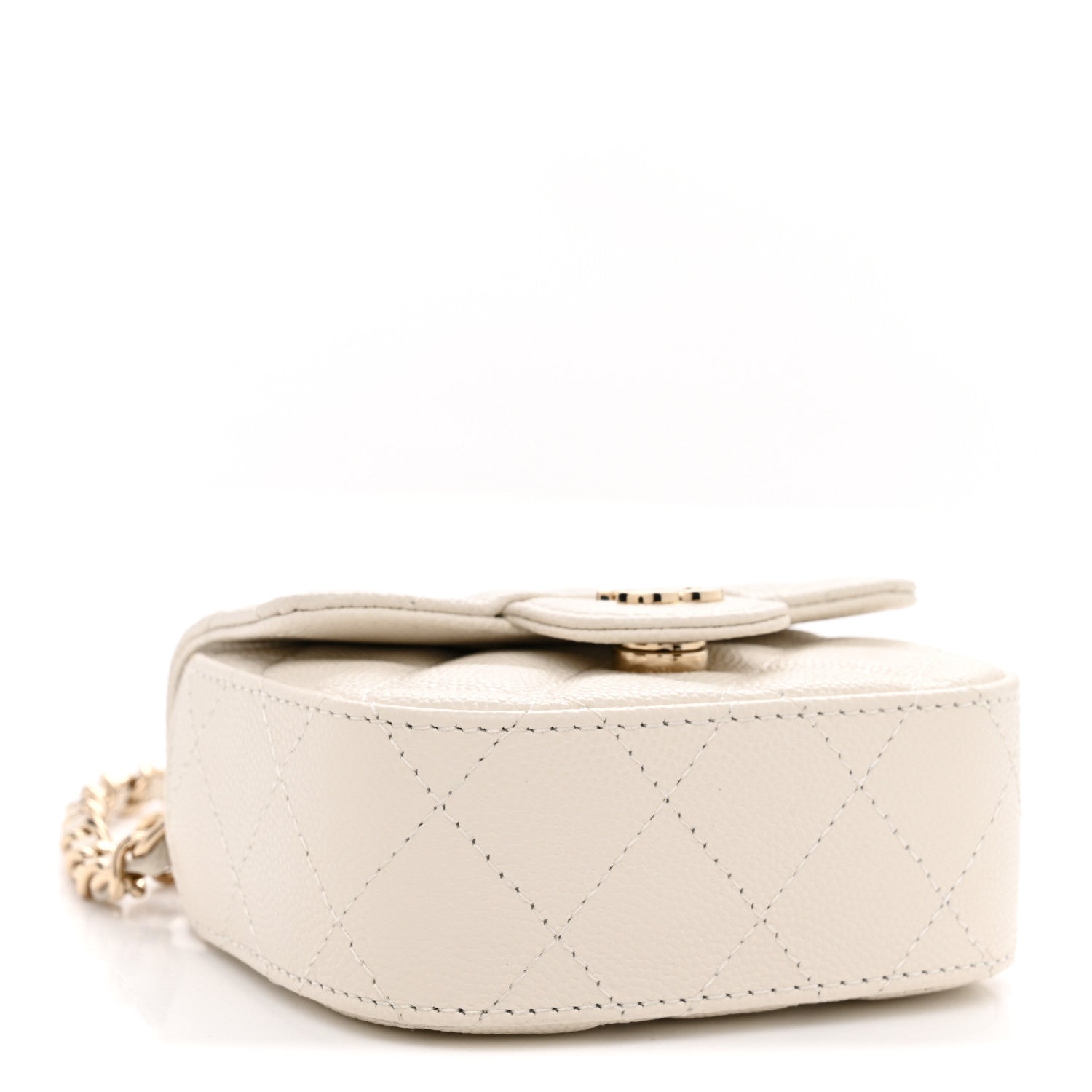 Caviar Quilted Mini Clutch With Chain White