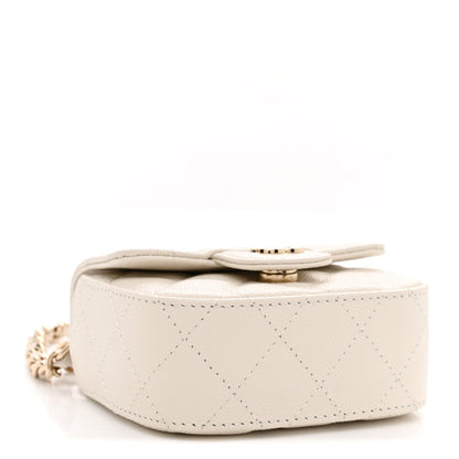 Caviar Quilted Mini Clutch With Chain White