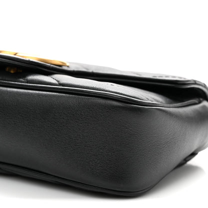 Calfskin Matelasse Super Mini GG Marmont Shoulder Bag Black