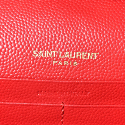 Grain De Poudre Matelasse Chevron Monogram Chain Wallet Rouge Eros