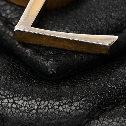 Sheepskin Matelasse Chevron Monogram College Chain Wallet Black