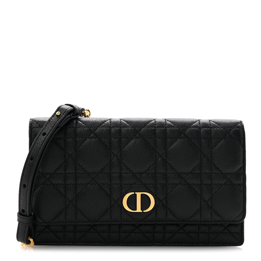 Supple Calfskin Cannage Caro Belt Pouch with Chain Black
