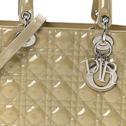 Patent Cannage Medium Lady Dior Grey