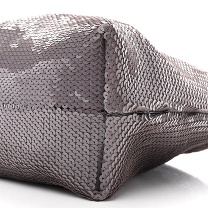 Sequin Medium Donut Chain Flamenco Knot Clutch Grey