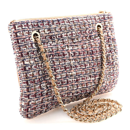 Tweed Lambskin Quilted Pouch Beige Multicolor