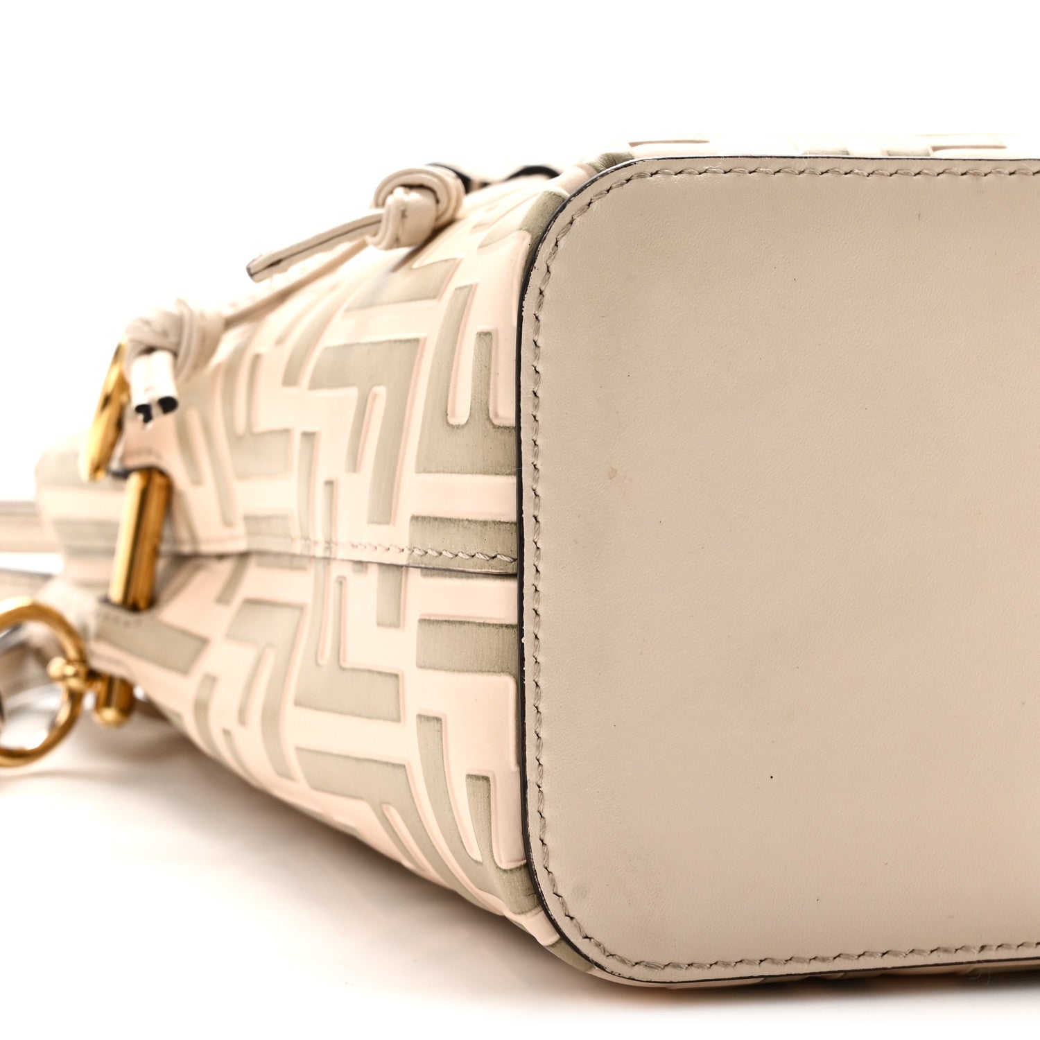 Vitello Liberty F is Fendi Bi-Color FF 1974 Embossed Mini Mon Tresor Bucket Bag Camelia Mandorlo