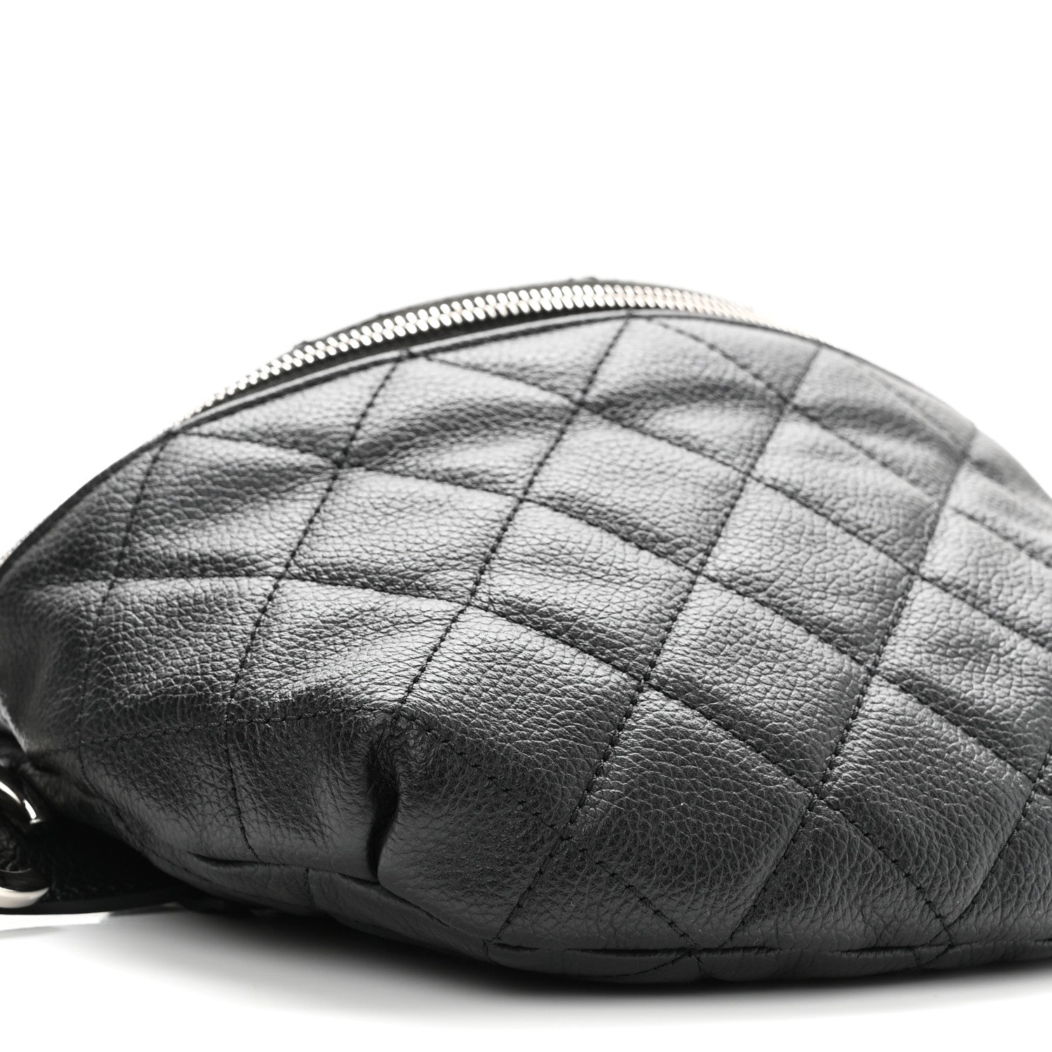 Grained Calfskin Quilted Waist Belt Bag Black