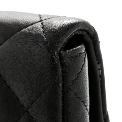 Lambskin Quilted Flap Clutch Black
