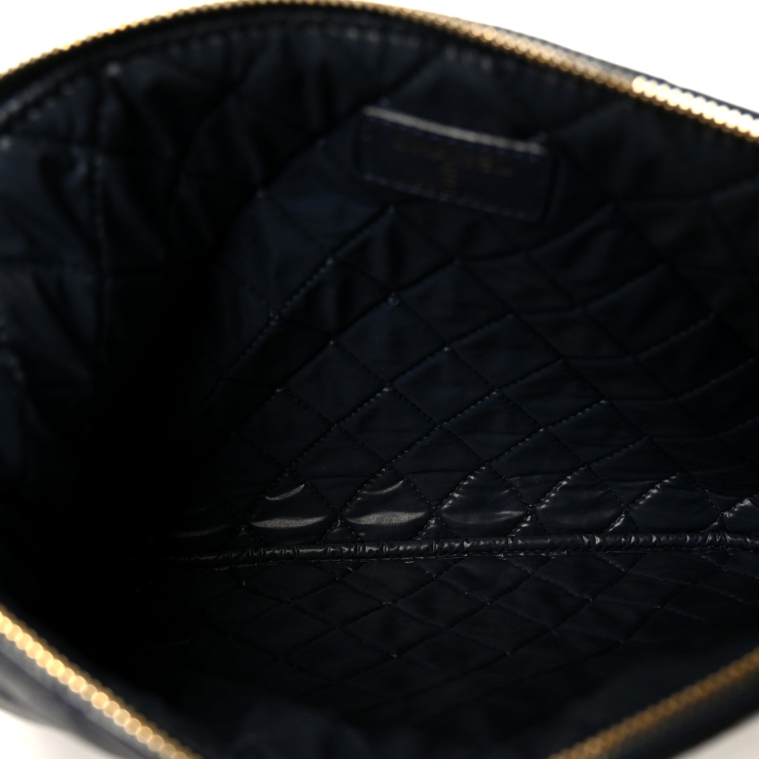 Lambskin Quilted Medium Cosmetic Case Navy Blue