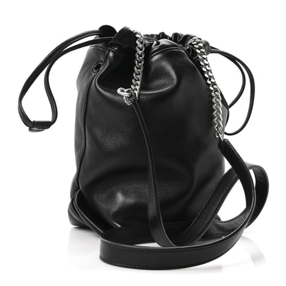 Lambskin Small Teddy Bucket Bag Black